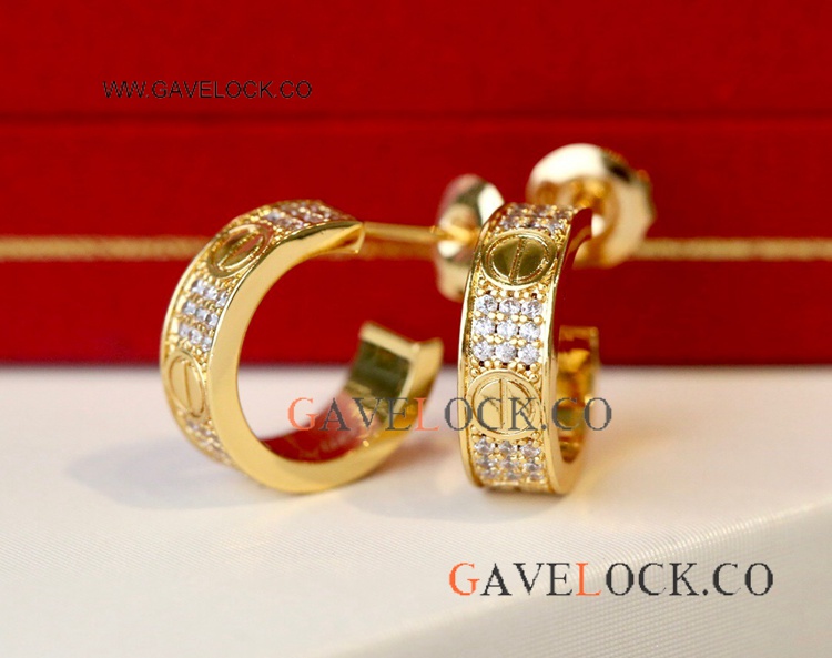 Iced Out Cartier Love UFO Earrings Wide Earrings AAA Replica